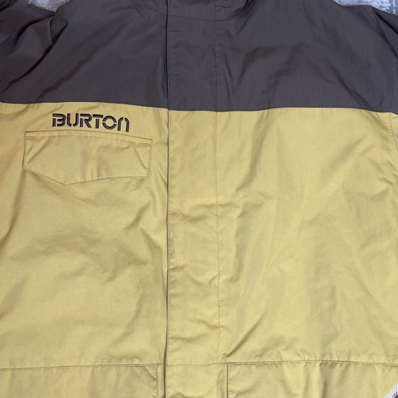 Burton Snowboard Jacket Mens XL Yellow Brown Colorblock Insulated Hooded Vintage - Picture 7 of 16